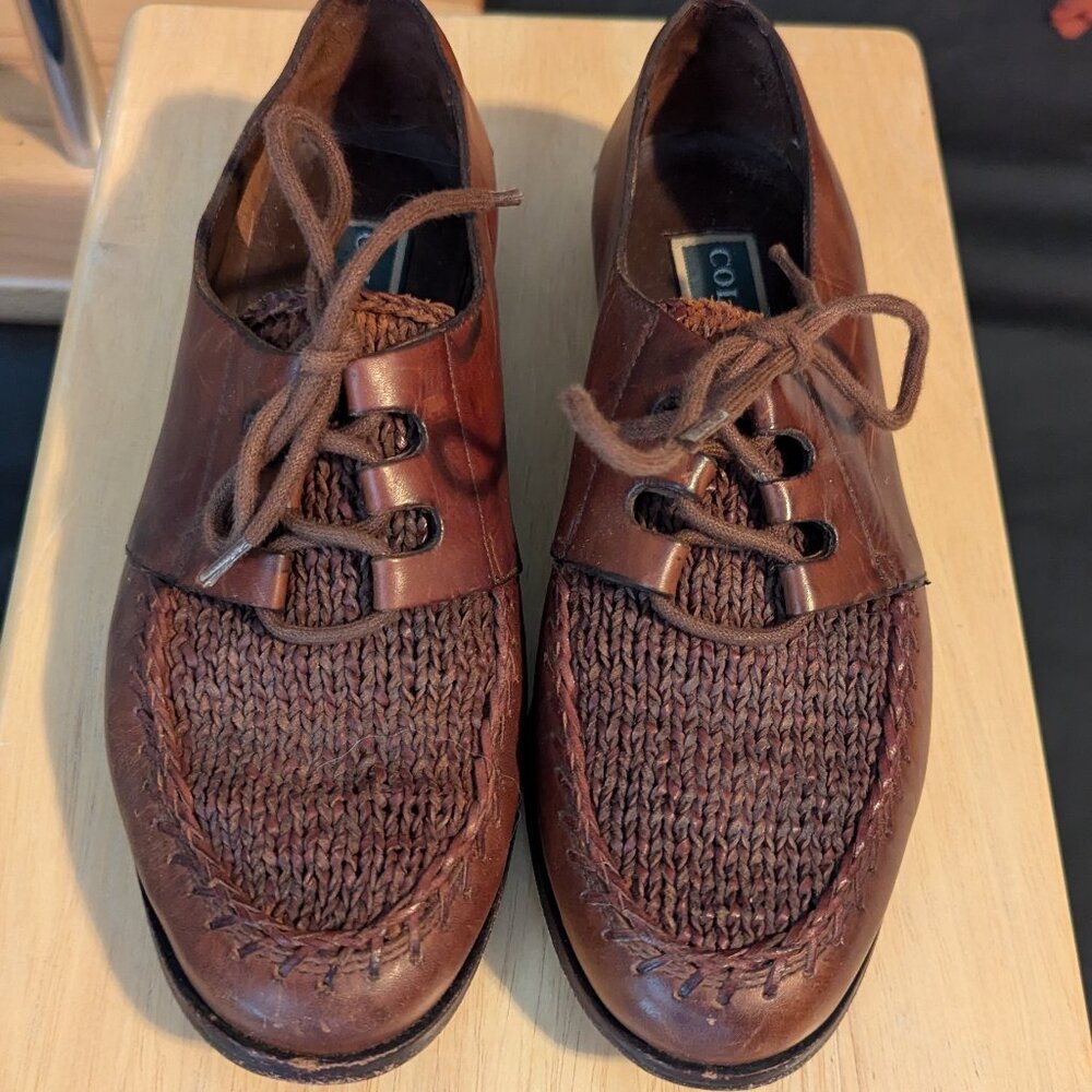 Vintage Cole Haan Brown Leather Lace-Up Loafers Size 6.5